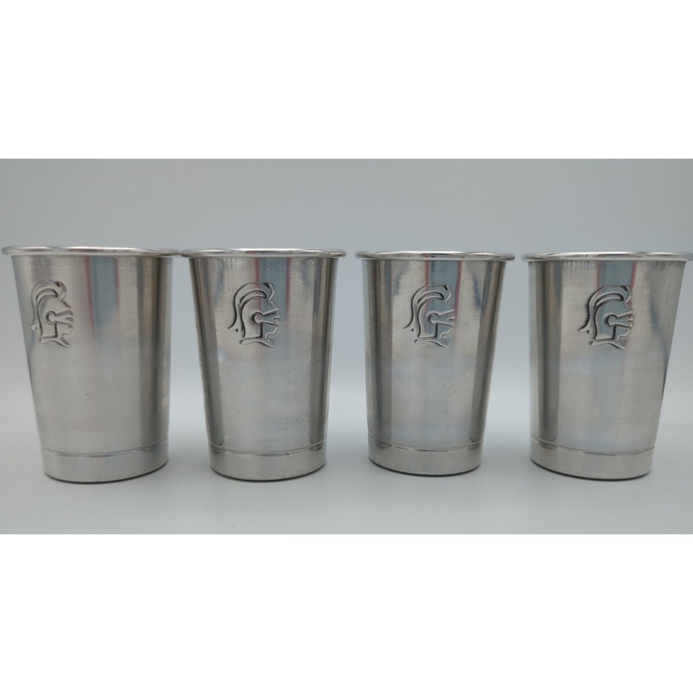 Vtg Ever-Wear TRAV-L-BAR 4 Aluminum Shot Glasses Knight Executain‎ Replacement